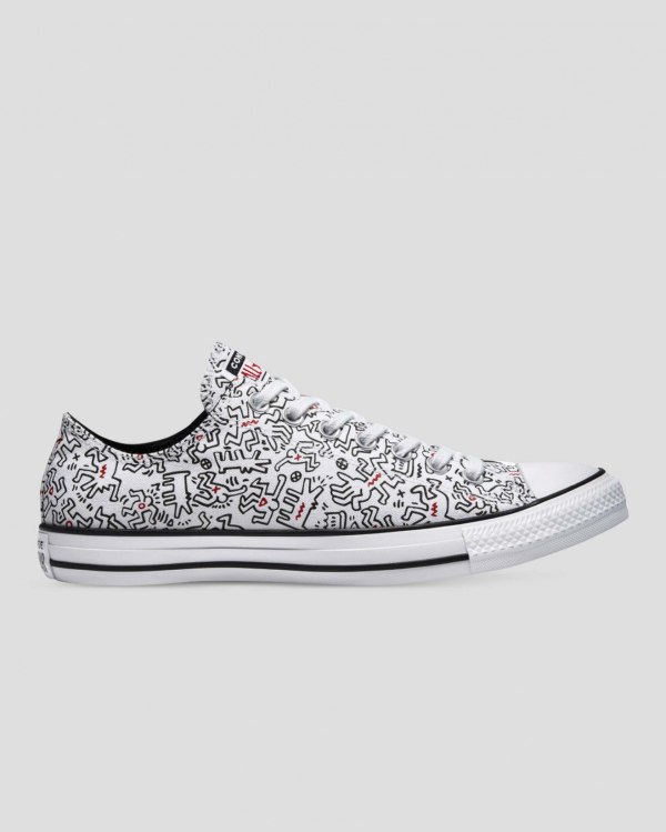 Converse X Keith Haring Chuck Taylor All Star Hvide Sort Rød Sko Danmark - Converse Lave Sneakers He